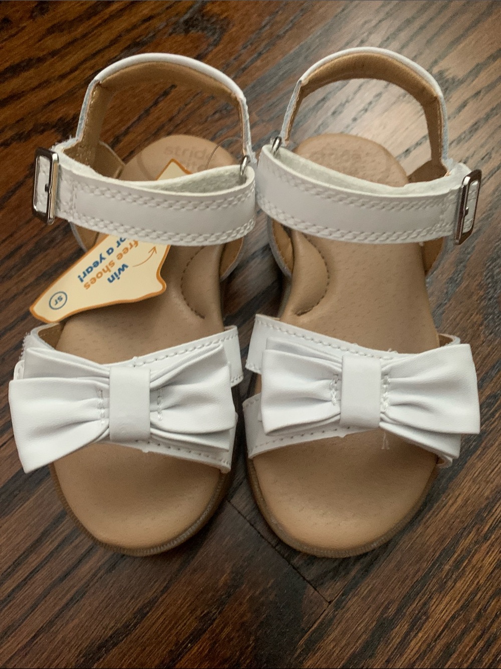 Stride Rite Wide White Bow Sandals